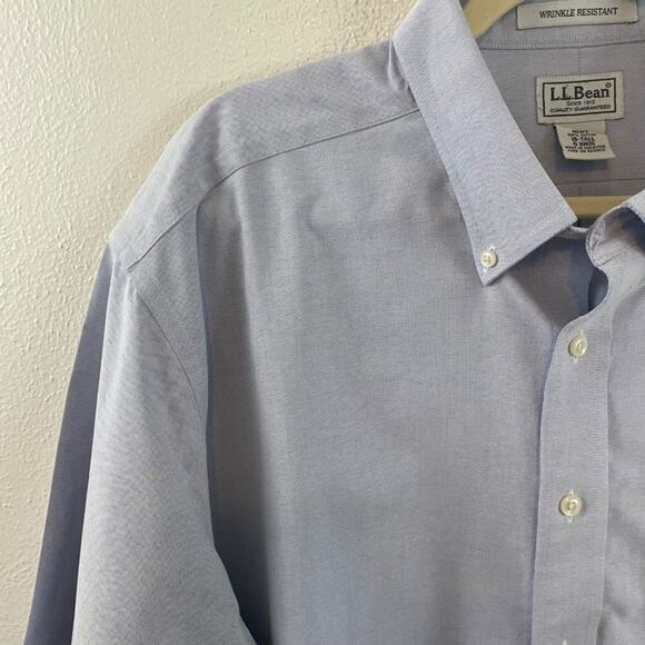 L.L. Bean Blue Wrinkle Resistant Button-Down Shirt Size XXL (18 Tall) - Picture 3 of 10